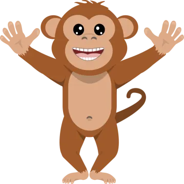 a cartoon monkey with his hands up