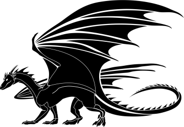 a black and white silhouette of a dragon