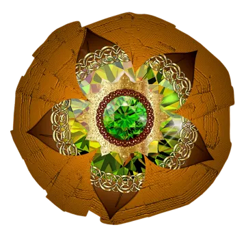 a green and brown flower on a white background