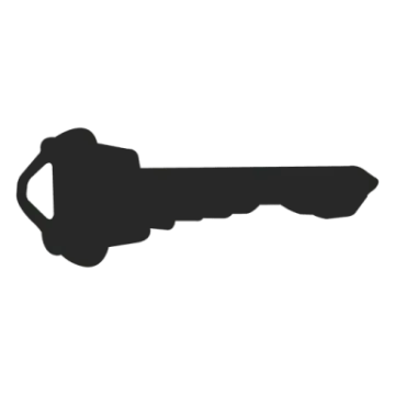 a black and white silhouette of a key