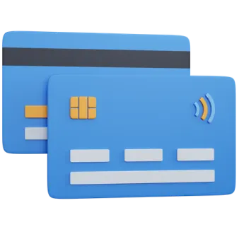 two credit cards, one blue and the other white