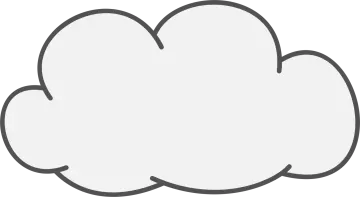 a white cloud with black outline