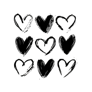 set of hand drawn hearts vector