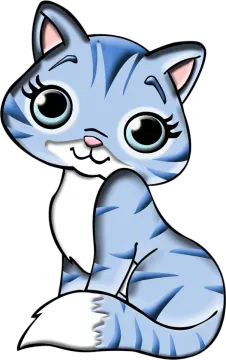 a drawing of a kitten with big eyes