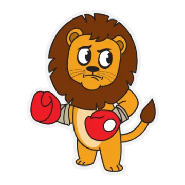 a cartoon lion with boxing gloves