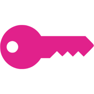a pink key on a white background