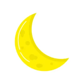 a yellow crescent on a white background