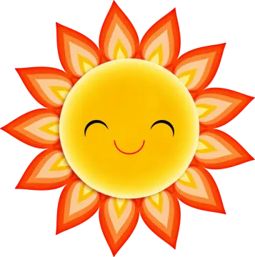 a smiling sun with its eyes closed