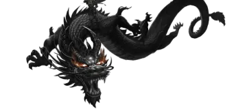 a black dragon flying through the air