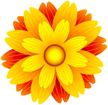a yellow flower with red petals