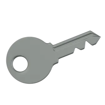 a metal key on a white background