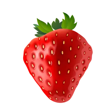a red strawberry with green leaves on it