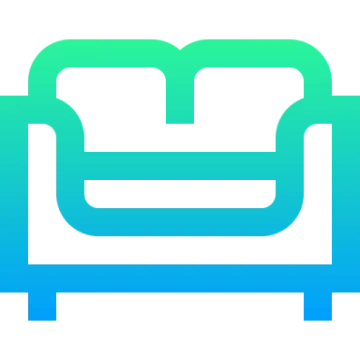 the logo for a bed that is blue and green