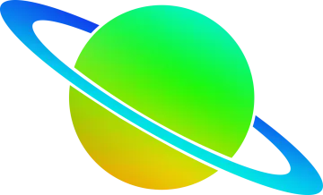 a green planet with a blue ring around it