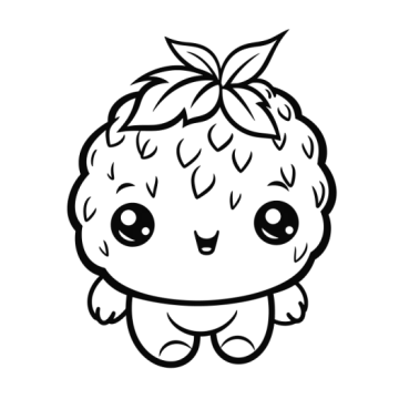 a black and white drawing of a strawberry