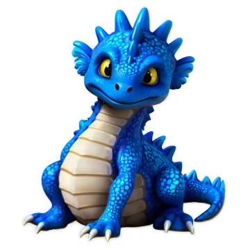 a blue dragon sitting on the ground