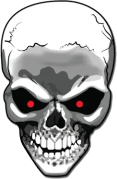 a skull with red eyes