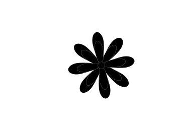a black and white flower on a white background