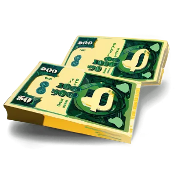 two stacks of money on a white background