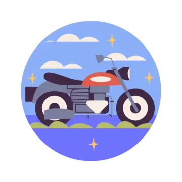 an illustration of a motorcycle with clouds in the background