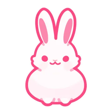 a white rabbit with pink ears sitting on the ground