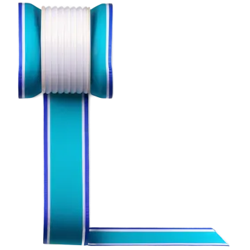a blue ribbon with a bow on it