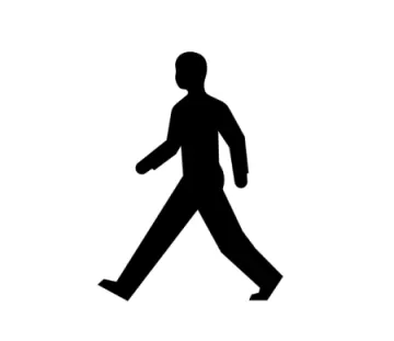 a black and white silhouette of a man walking