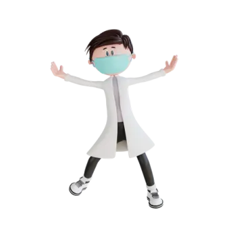 a cartoon character wearing a surgical mask