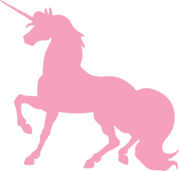 a pink unicorn silhouetted on a white background