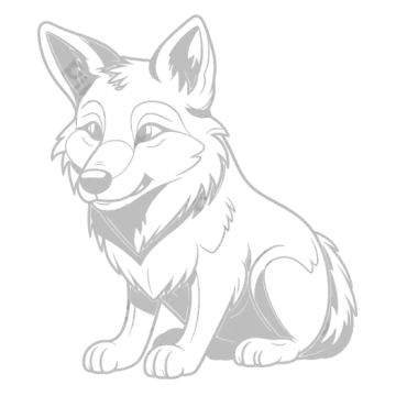 a drawing of a wolf sitting down