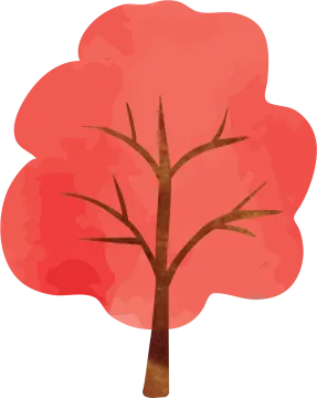 a tree with red leaves on it