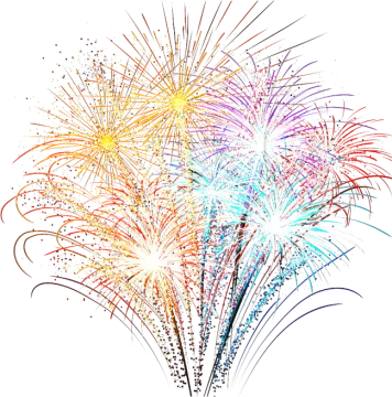 a bunch of colorful fireworks on white background
