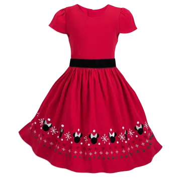 a red dress with black and white flowers on it