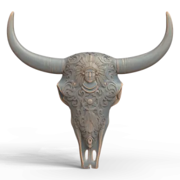 a bull skull on a white background