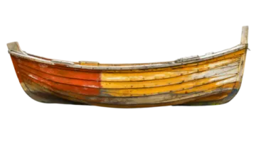 an old wooden boat on a white background
