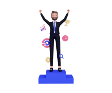 a man in a suit standing on top of a podium