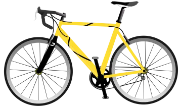 a yellow bicycle on a white background