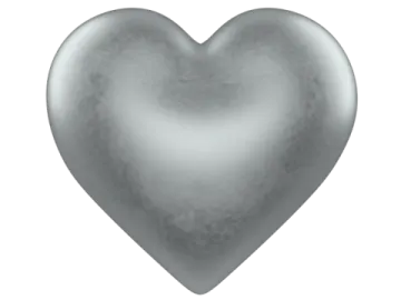 a silver heart on a white background