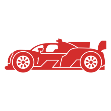 a red race car on white background