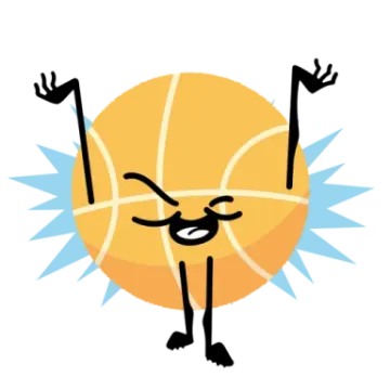 an image of a basketball ball with arms and legs