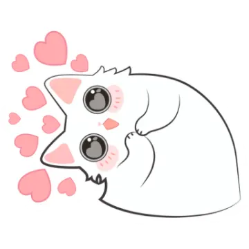a white cat with pink hearts on its nose