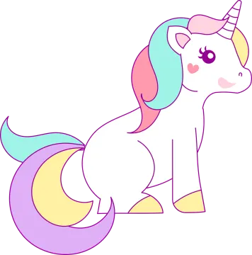 a drawing of a unicorn sitting down