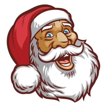 a smiling santa claus with a beard and red hat