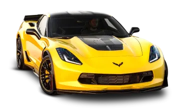 a yellow corvette car on a white background