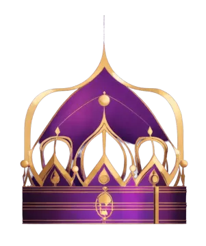 a purple crown with gold accents
