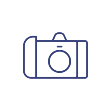 a camera icon on a white background