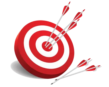 three arrows in the center of a red target