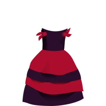 a red dress with black and white stripes