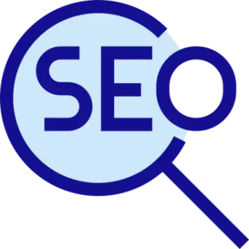a mag glass with the word seo on it