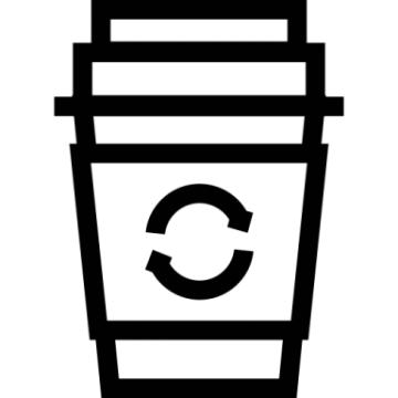 a black and white coffee cup icon